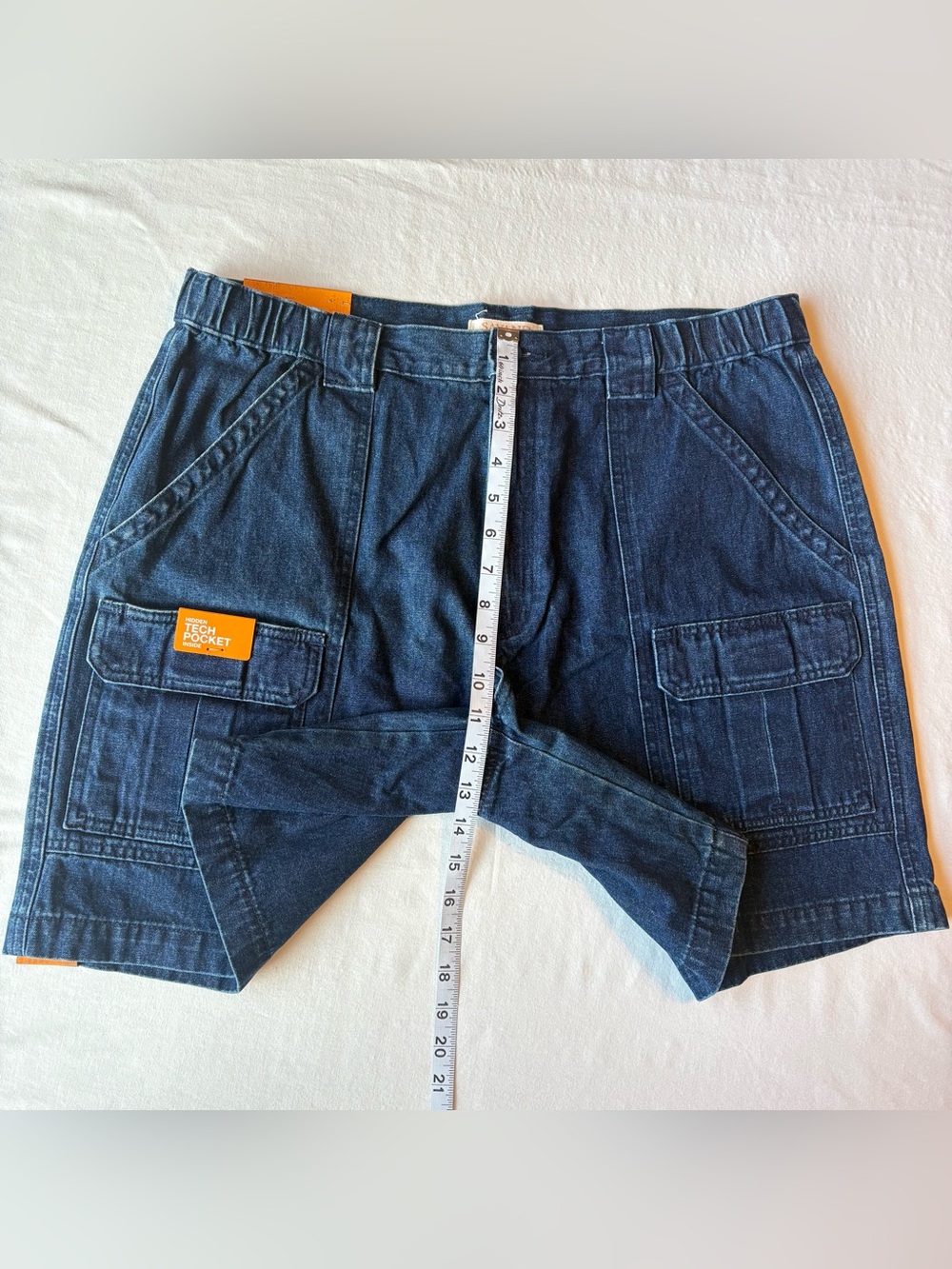 NWT Savane Men’s Hiking Denim Shorts size W36 Blue Jean Outdoor Comfort Waist - Picture 3 of 14
